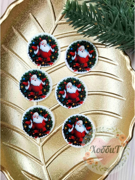 Кабошон-вырубка "Дед Мороз" 3,2см.